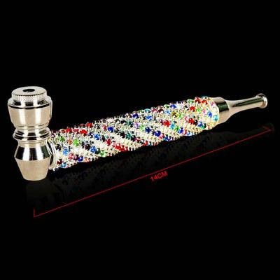 China For Herb/Tobacco Metal Smoking Pipes With Diamond Portable Smoking Pipe Herb Tobacco Pipes Gifts for sale