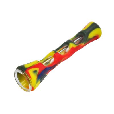 China Herb Smoking Pipes Glass Water Tool Silicone Tobacco Pipe Casual Smoking Dry Pipe for sale