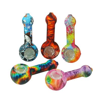 China Herb Smoking Pipes Glass Water Pipe Tobacco Glass Bowl Silicone Casual Smoking Pipe for sale