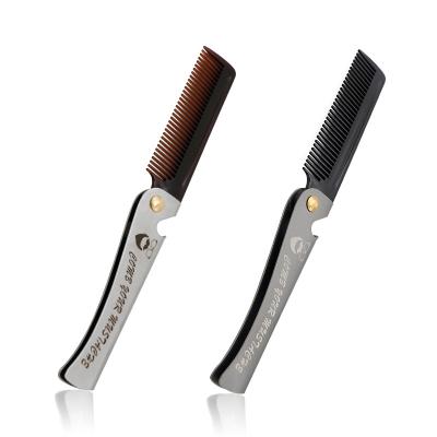 China Men Beard Comb Stainless Steel Comb Bottle Opener Metal Home Folding Comb for sale