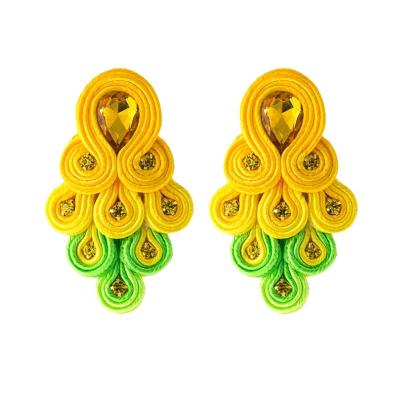 China BOHEMIA Fashion Soutache Handmade Long Earring Jewelry Women Crystal Decoration Peacock Tail Shape Ethnic Drop Earring Oorbellen for sale