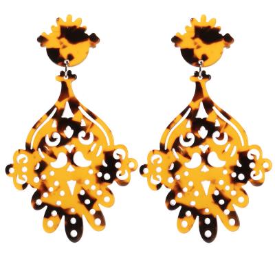 China BOHEMIA Fashion Dangle Flamenco Dancers Accessories 2021 Trend Wholesale Colorful Tortoiseshell Women's Jewelry Earring Acetate Earrings for sale