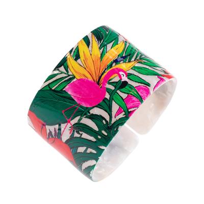 China Fashion Boho Flamingo Bangle Resin Acetate Romantic Cuff Bracelets Women Acrylic Colorful Jewelry Female Boho Accessories Wholesale for sale