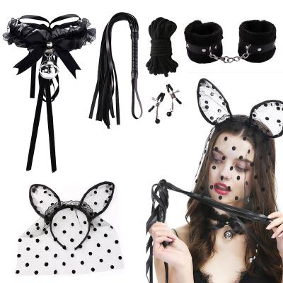 China BDSM Sex Flirting Handcuffs Bondage Bondage Costume Whip Bundled Set Sexy Bow for sale