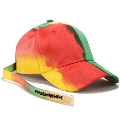 China COMMON Tie Dye Hats Couples Fashion Strap Long Baseball Caps Color Matching For Men And Women Summer Graffiti Hats for sale