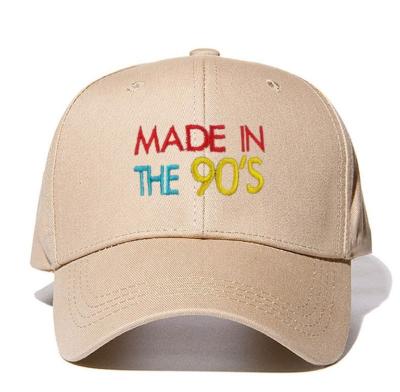 China COMMON MADE IN 90's Embroidered Baseball Cap Solid Color Outdoor Sports Hat Curved Brim Sun Hat Custom for sale