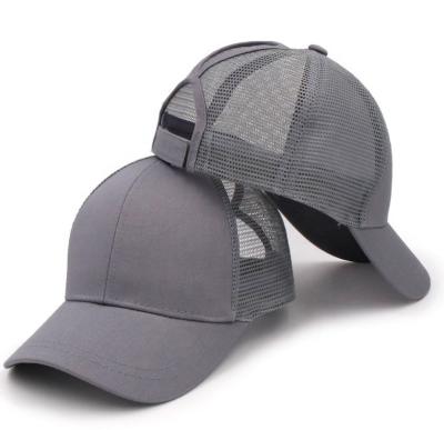 China COMMON Hat Summer Ponytail Ladies Breathable Mesh Trucker Hat Opening Back Baseball Cap for sale