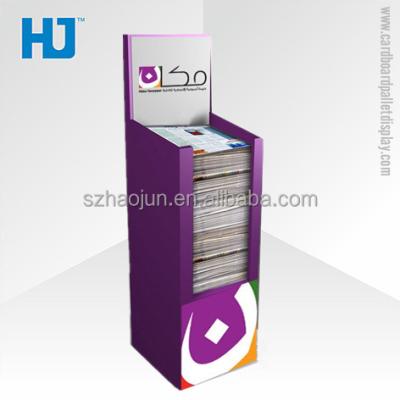 China Retail Customized Corrugated Cardboard Bin Display Racks Case For Magazine for sale