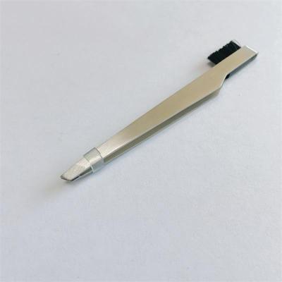 China Luminous Luxury Pearl Nickel Plating Handle Luxury Long Tweezers With Brush for sale