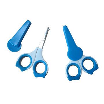 China Plastic Baby Nail Scissors Handle Scissors Right Handed Around Tip With Blister Card Package for sale