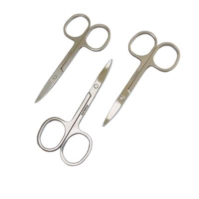 China Portable Professional Curved Safety Stainless Steel Tip Cuticle Makeup Scissors Sniff Vibrissa Balancing Scissors for sale