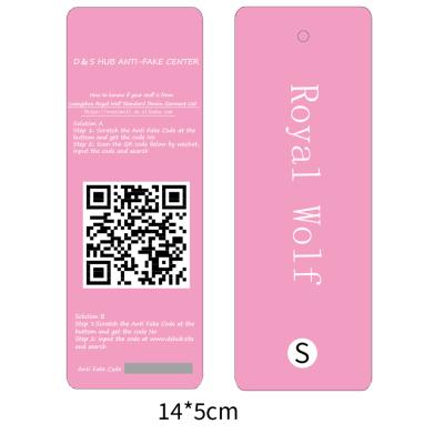 China Custom Recyled Anti Fake Royal Wolf Swing Paper Tag For Original Garment Hang Tag for sale