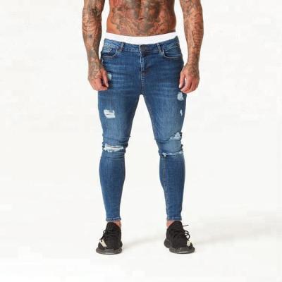 China Breathable Royal Wolf Throw On Denim Garment Factory Vintage Fashion Mens Super Skinny Ripped Jeans for sale