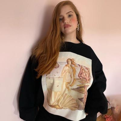 China Sweatshirt 2021 Autumn And Winter Breathable Fleece Long Sleeve New Printed Venus Oil Painting Pullover Hoodie For Women for sale