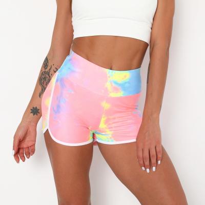 China 2021 New Arrivals Breathable Colorful Printing High Waist Yoga Shorts Women Gym Shorts for sale