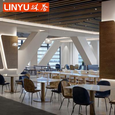 Κίνα Modern 4 Seats Modern Wood Steel Restaurant Furniture Chair Table Set For Tencent Group Shenzhen Staff Canteen προς πώληση