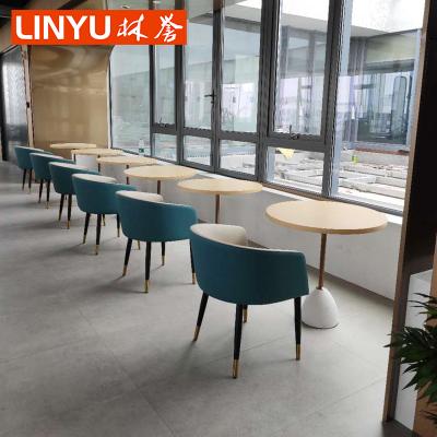 China Modern Guangzhou Marble Stone Base Restaurant Cafe Furniture Wood Top Dining Table And Chair For OPPO Group for sale