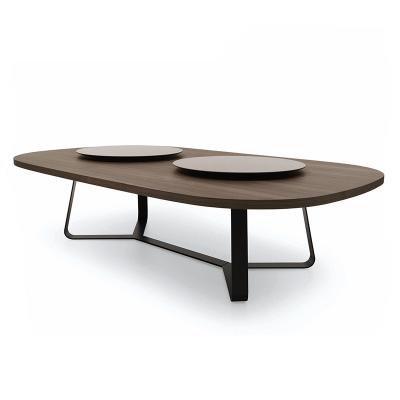 Κίνα PANEL Joyues YT-050 modern wood round dining table with lazy susan rotating center προς πώληση