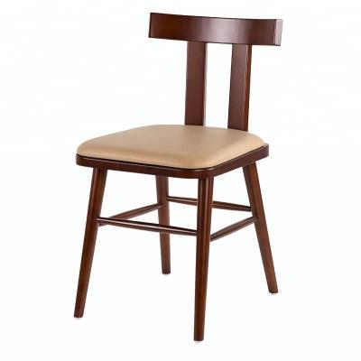 China Small Wooden Dining Chair YC-071 T Shape Back Minimalist PU Upholstery Small Dining Chair For Singapore Hong Kong Cafe Restaurant for sale