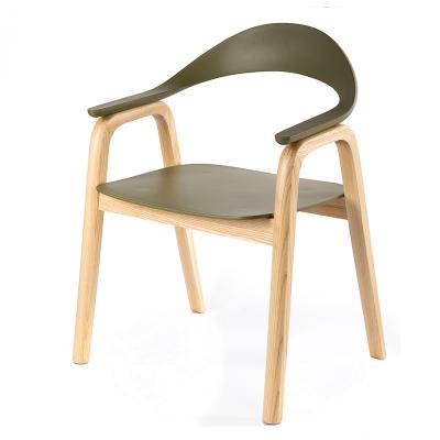 China YC-075 Africa Big Large PP Chair Beech Wood Plastic Restaurant Dining Mall Apartment Cafe Chair With PP Wooden Arm Legs for sale