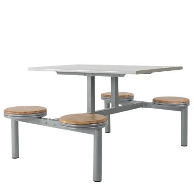 China LL-HF-B019 Minimalist Design Original Powder Wood Base 4 Seats Canteen Restaurant Dining Table and Steel Stool Set for sale