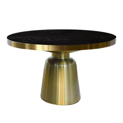 China LC-057 Louis Round Pedestal Large Coffee Table Modern Black Marble Gold Base For Living Room Hotel Apartment for sale