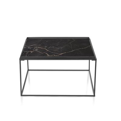 China Coffee table LC-059 style hight coffee table low simple square marble top metal base office living room cafe coffee table for sale