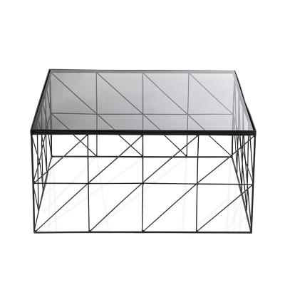 China New Design Coffee Table LC-067 Sales Square Metal Leg Tea Coffee Lounge Coffee Table Hot High Quality Tempered Glass Top for sale