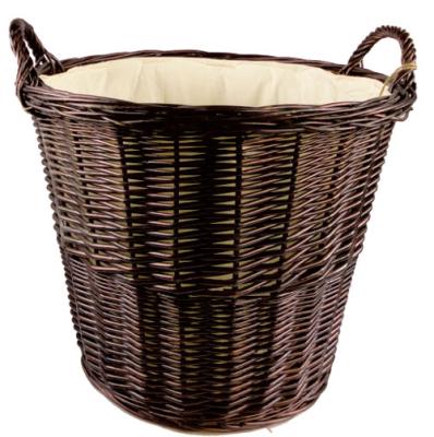 China Home Decoration Wicker Basket , Dark Brown Weave Willow Basket With Handles for sale