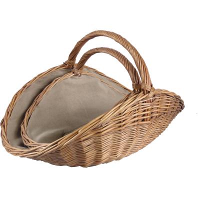 China Home Decoration 2PCS Wicker Basket , Dark Brown Weave Willow Basket With Handles for sale