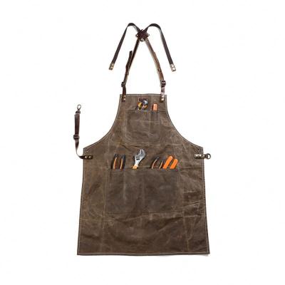 China Eco-Friendly/Durable/Washable Leather Shop Apron With 5 Tool Pockets Heat And Flame Retardant Resistant Welding For Men Women for sale