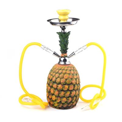 China Pineapple KUQI Shisha Hookah Pineapple Shape Double Hose Shisha Metal Portable Smoking Hookah for sale