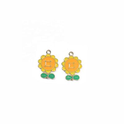 China Cartoon Sunflower Flower Punk Enamel Charms DIY Alloy Jewelry Accessories Earrings Bracelet Charms for sale