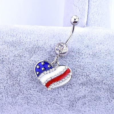 China Romantic Flag 316L Steel Heart Belly Rings Piercing Jewelry Body Belly Piercing for sale