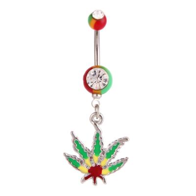 China 316L Stainless Steel Romantic Weed Jewelry Belly Ring Body Piercing Colorful Belly Piercing Piercing for sale