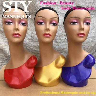 China With Wig Brown Mannequin Head Female Mannequin Head With Shoulders For Wigs Show Mannequin Head For Wig for sale