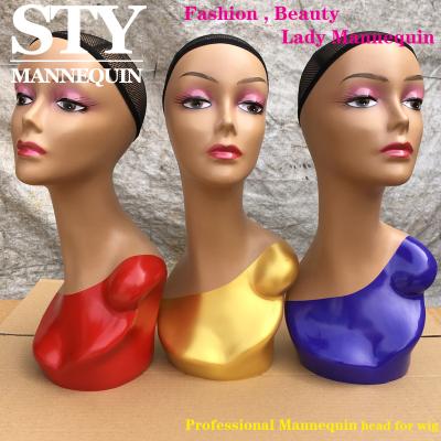 China Stand Brown Mannequin Head With Shoulders Female Mannequin Head For Wigs Display Mannequin Head For Wig for sale