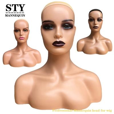 China With Wig STABLE Mannequin Bust For Hats Female Mannequin Head Black Mannequin Wig Display for sale