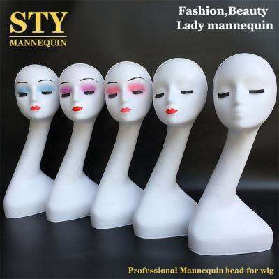 China With wig mannequin head for eyelash mannequin bust for hats velvet mannequins display for sale