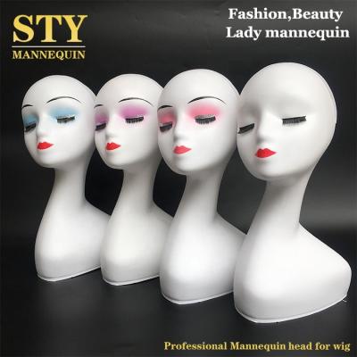 China With wig mannequins head with headbanda mannequin female main wig neck posed mannequin along for sale