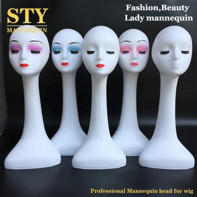 China With New Wig Eyelash Neck Mannequin Wig Head Long Mannequin Mannequin Head Hat Display 57cm for sale