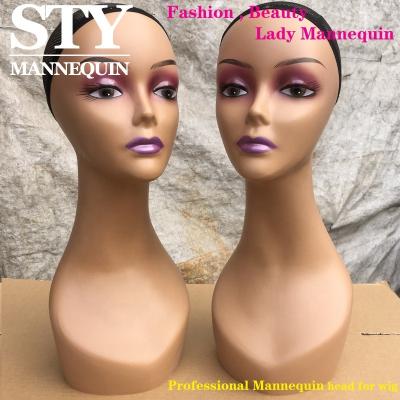 China Other Brown Realistic Female Head Mannequin Head Mannequin Head Mannequin Head Makeup Purple Eyeshadow for sale