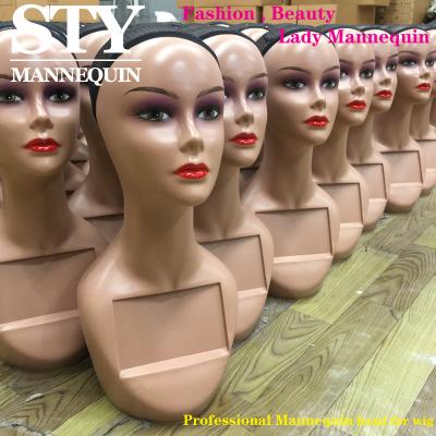 China Other Mannequin Mannequin Wig Display Head Display Realistic Brown Female Female Mannequin Head Makeup Red Lips for sale