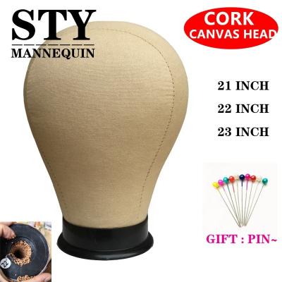 China Wig Hair Grade Cheap Professional Canvas Block Cork Head Mannequin For Wig Making Head Wig Display Mannequin Cork Canvas Block Head for sale