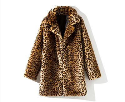 China High quality viable custom and wholesale fashion with leopard women witnter faux fur coat factory price Shenzhen Lily Cheng for sale