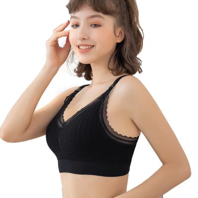 China Breathable Maternity Sleepwear Women Pregnancy Front Cross Feeding Bralette Pegnant Cotton Nurs Sleeping Breastfeeding Maternity Nursing Bras for sale