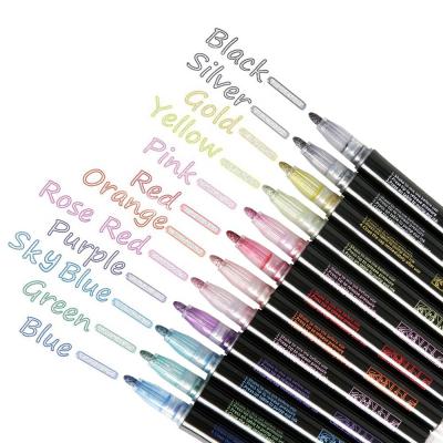 China 12 Color Set Dream Pens Accent Markers Gift Cards Drawing Writing Pens Double Line Pen 135*25MM for sale