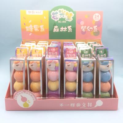 China office & Hot Sale 3 Color Mini School Markers Unicorn Shape Mix Color Marker Pen Cute Highlighter Bar Pen For School Kids for sale