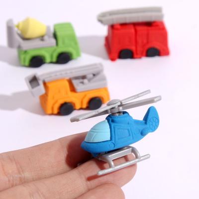 China Hot Selling Fancy Eraser.stationery mini various boy toys car 3D airplane shape puzzle eraser mini for sale