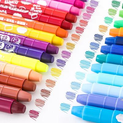 China Kids Art 24 Colors Silky Washable Pencil For Kids Love Face Painting Gel Twistable Crayon Twist Pencil for sale